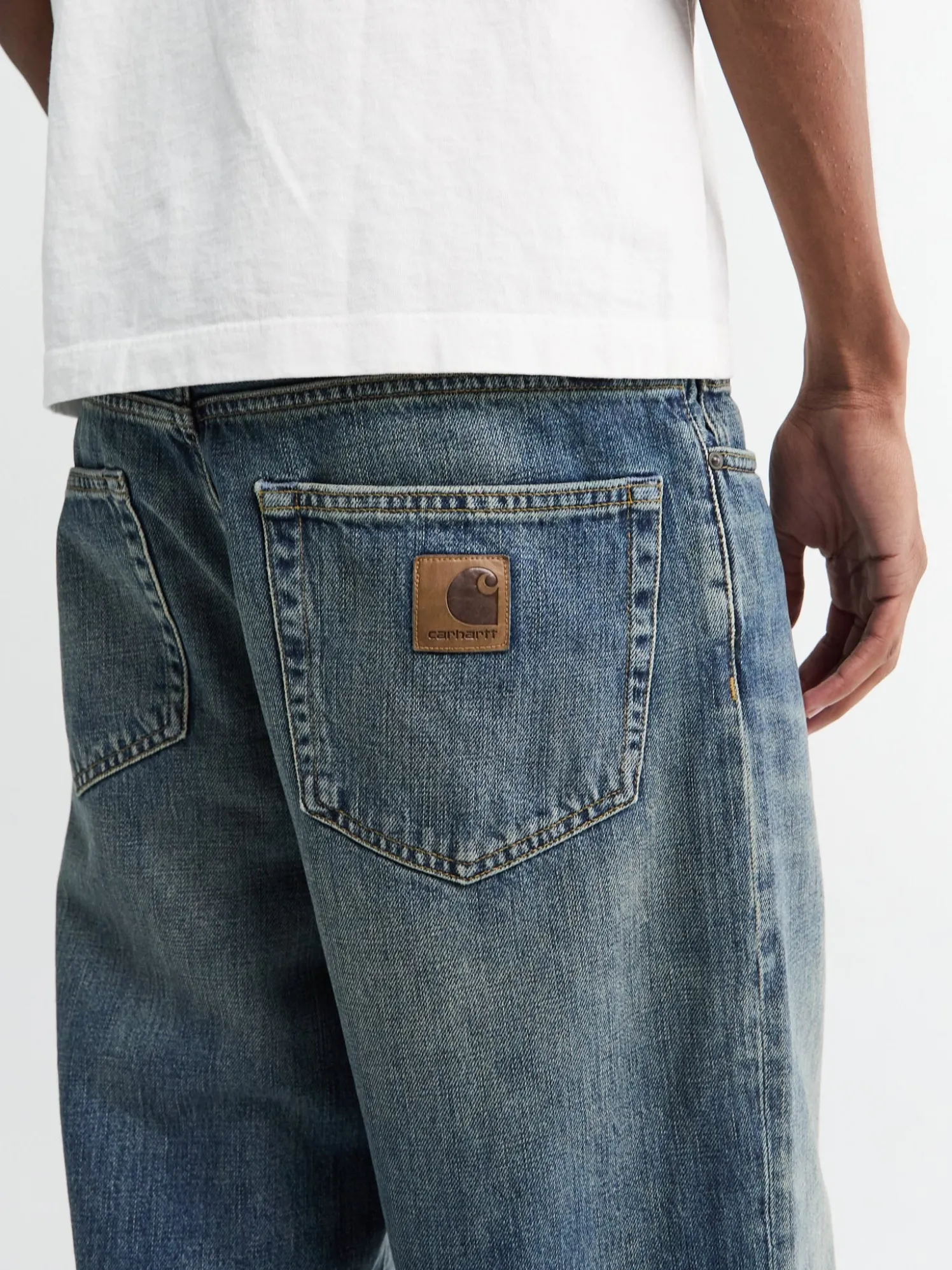 Aaron Pants i Blå Worn Washed