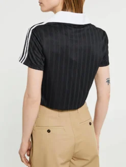 Adicolor Football Jacquard V-Neck Crop Polo i Sort