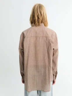 Airy Light Cotton Check Big Shirt i Brun Gingham Check