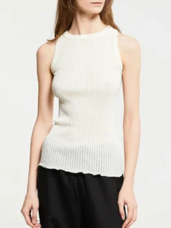 Ajouré Wool & Silk Top i Ivory