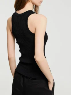 Ajouré Wool & Silk Top i Sort