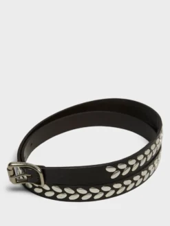 Almond Stud Belt i Mørkebrun