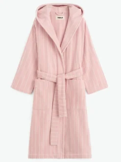 Badekåbe med hætte i Shaded Pink Stripes