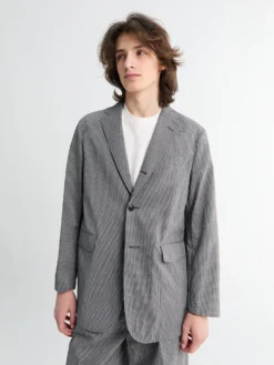 3B Anywhere(wear) Jakke Seersucker Plaid i Sort og Grå
