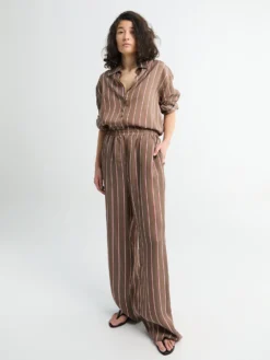 Baxter Fluid Track Pants i Brun Multi Stribe