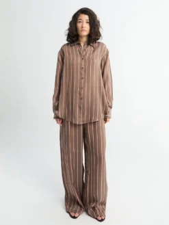Baxter Fluid Track Pants i Brun Multi Stribe