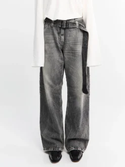 Belted Jeans i Washed Black