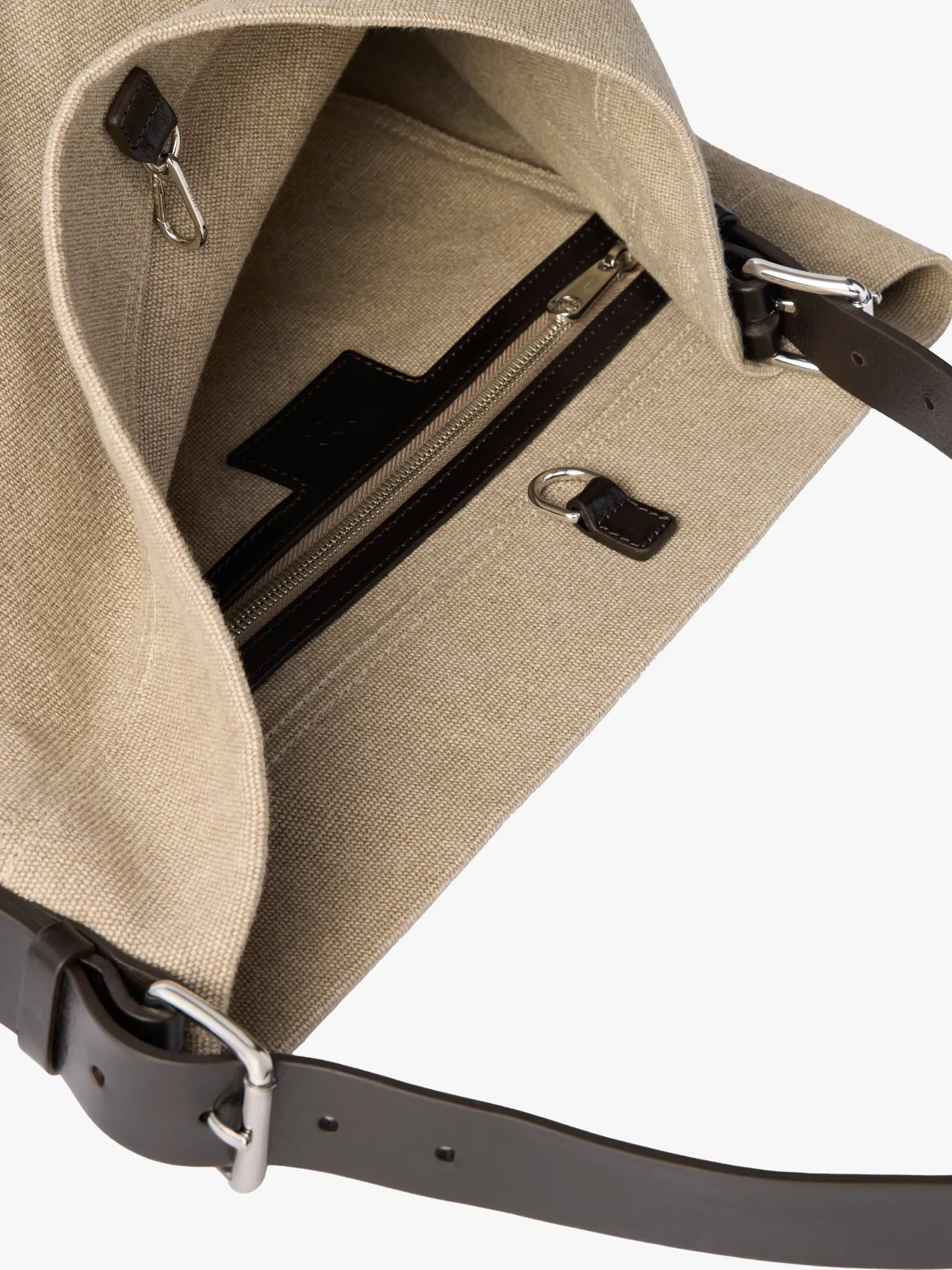 Belted Tote Bag i mørk hør-struktur