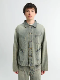 Bill Cropped Teawash Denim Workwear Jacket i Blue Teawash