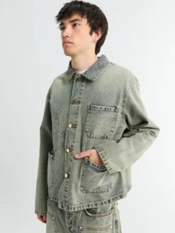 Bill Cropped Teawash Denim Workwear Jacket i Blue Teawash