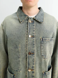 Bill Cropped Teawash Denim Workwear Jacket i Blue Teawash