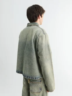Bill Cropped Teawash Denim Workwear Jacket i Blue Teawash