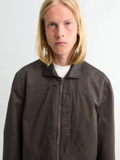 Blouson med læderkrave i Risretto
