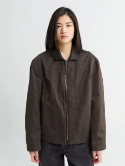 Blouson med læderkrave i Risretto