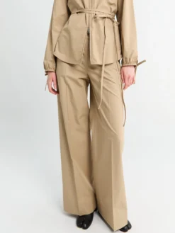 Bomuld Poplin Bukser i Beige