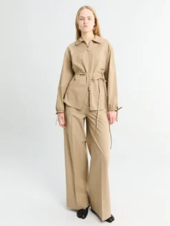 Bomuld Poplin Bukser i Beige