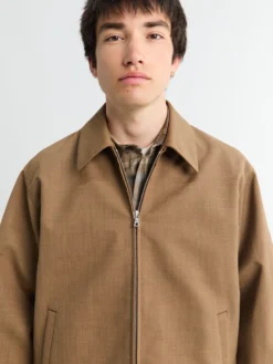 Bonded Tropical Wool Zip Blouson i Top Brown