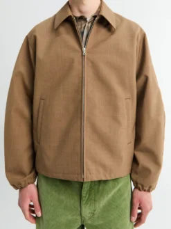 Bonded Tropical Wool Zip Blouson i Top Brown
