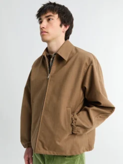 Bonded Tropical Wool Zip Blouson i Top Brown