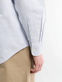 Button Down Oxford Skjorte i Blå Stribe