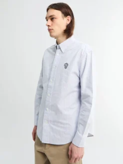 Button Down Oxford Skjorte i Blå Stribe