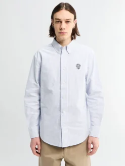 Button Down Oxford Skjorte i Blå Stribe