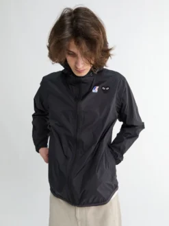 CDG Play x K Way Full Zip Packable Jakke i Sort