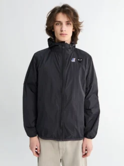 CDG Play x K Way Full Zip Packable Jakke i Sort