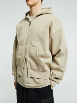 Classic Fit Fleece Zip-Up Hoodie i Timber