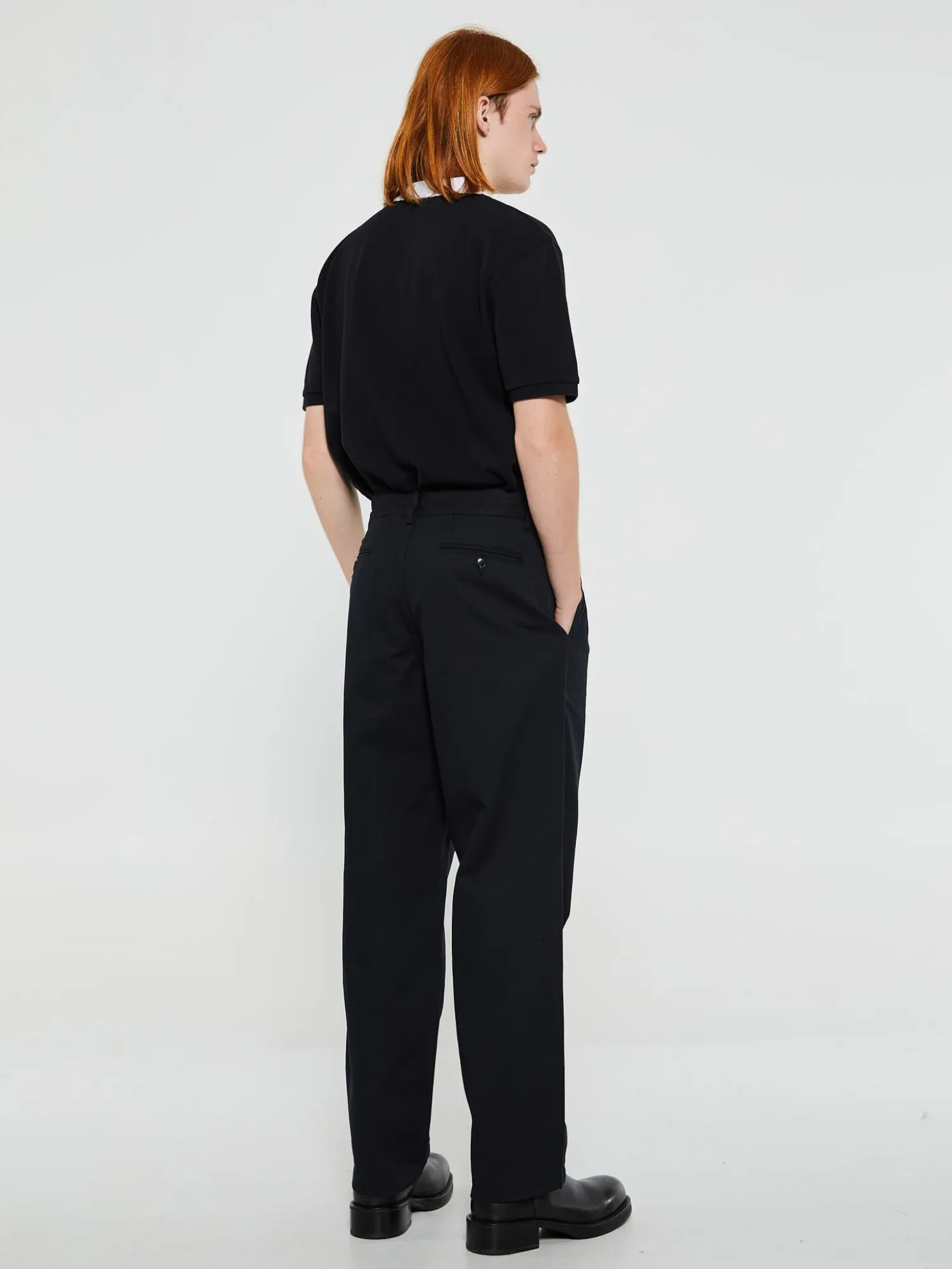 Classic Twill Double-Pleat Bukser i Sort