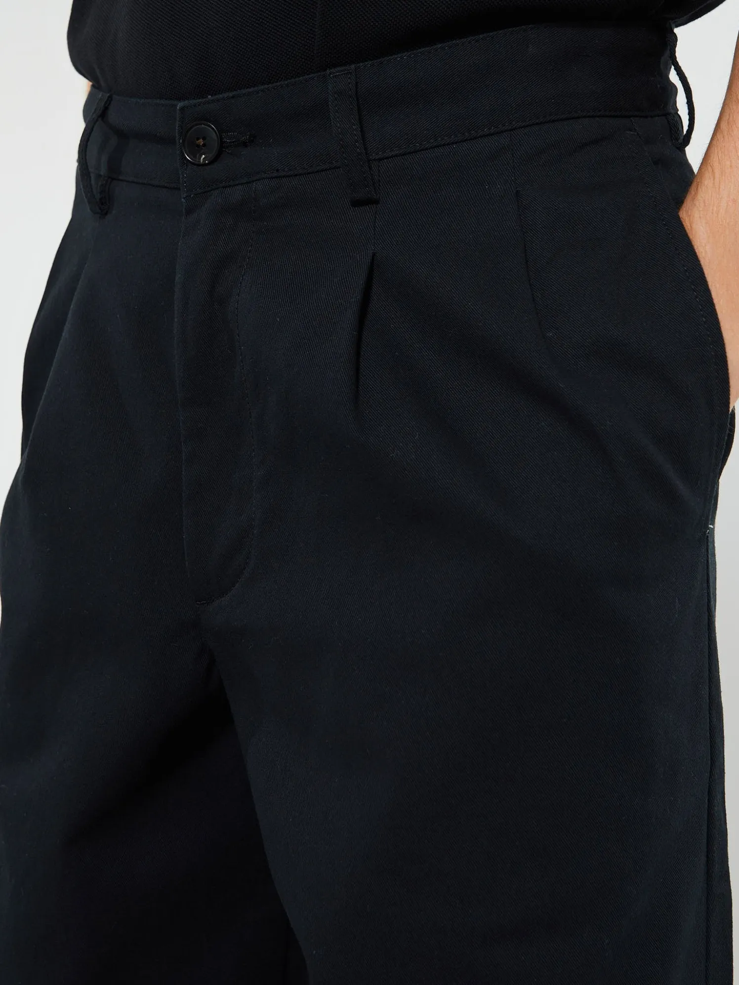 Classic Twill Double-Pleat Bukser i Sort