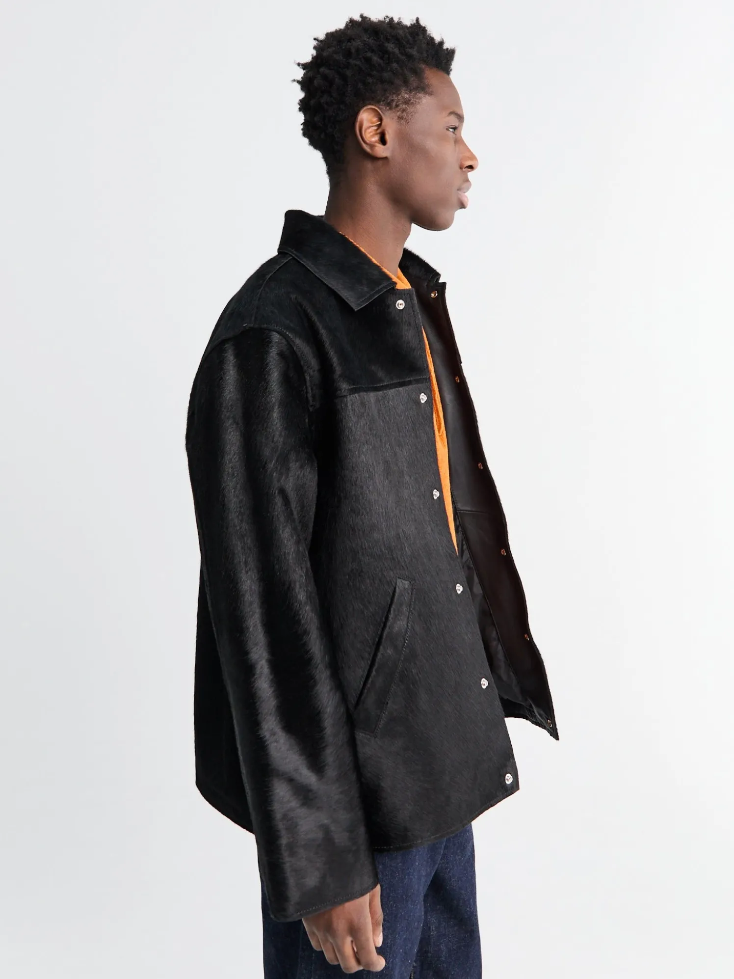 Coach Jacket i Sort læder