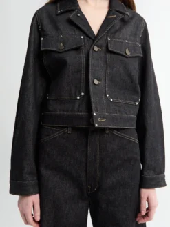 Cropped Blouson med Studs i Slate
