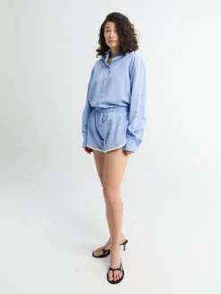 Deya Fluid Mini Boxer Shorts i Blå og Hvid Stribe