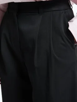 Double Pleated Wide Slacks i Sort