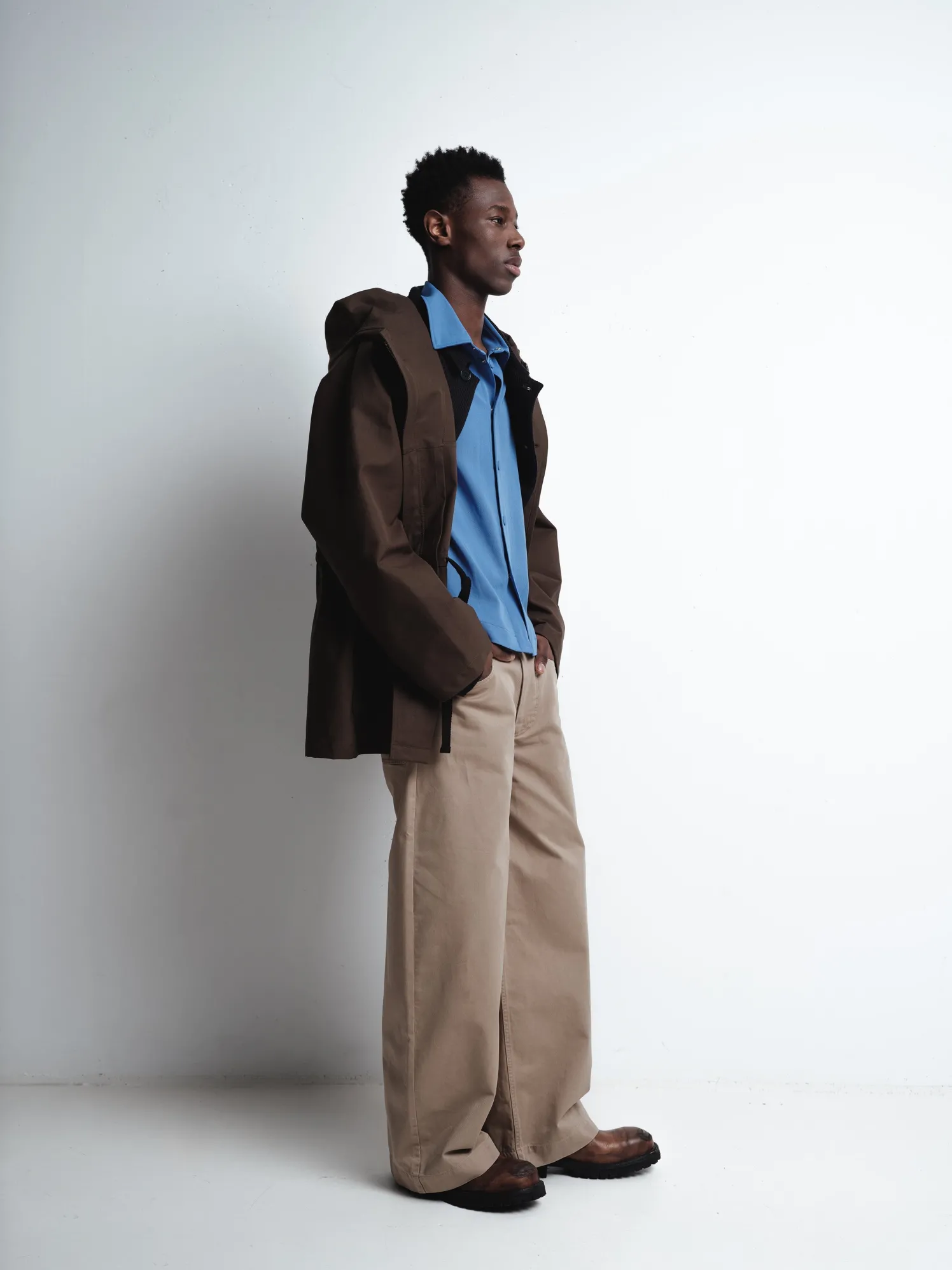 Egon Wide-Leg Washed Midweight Cotton Bukser i Beige