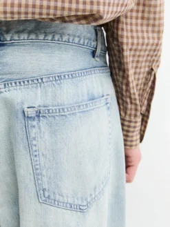Faded Selvedge Light Denim Wide Pants i Lyseblå Indigo