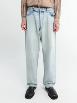 Faded Selvedge Light Denim Wide Pants i Lyseblå Indigo