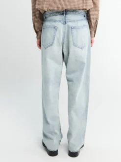 Faded Selvedge Light Denim Wide Pants i Lyseblå Indigo
