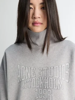 Fleece Sweatshirt with Logo i Grey Melange