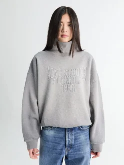 Fleece Sweatshirt with Logo i Grey Melange