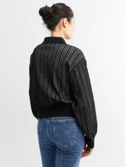 Form Cardigan i Sort Strib