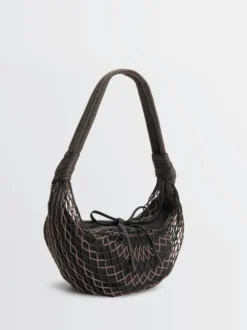 Fortune Croissant Filt Taske i Chevron Marron Glacé og Sort