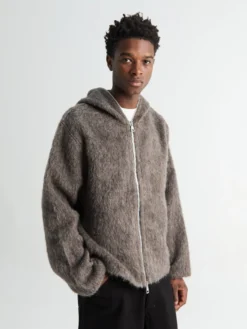Full Zip hættetrøje i Muldvarpegrå