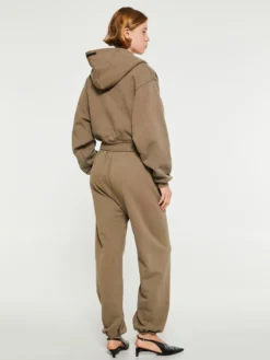 Heavy Fleece Cropped V-Neck Hoodie i Military
