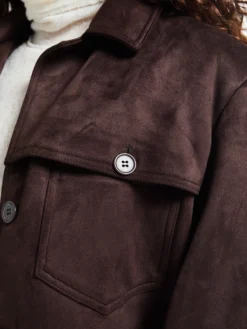 Hester Faux Suede Jakke i Brun