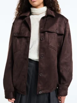 Hester Faux Suede Jakke i Brun