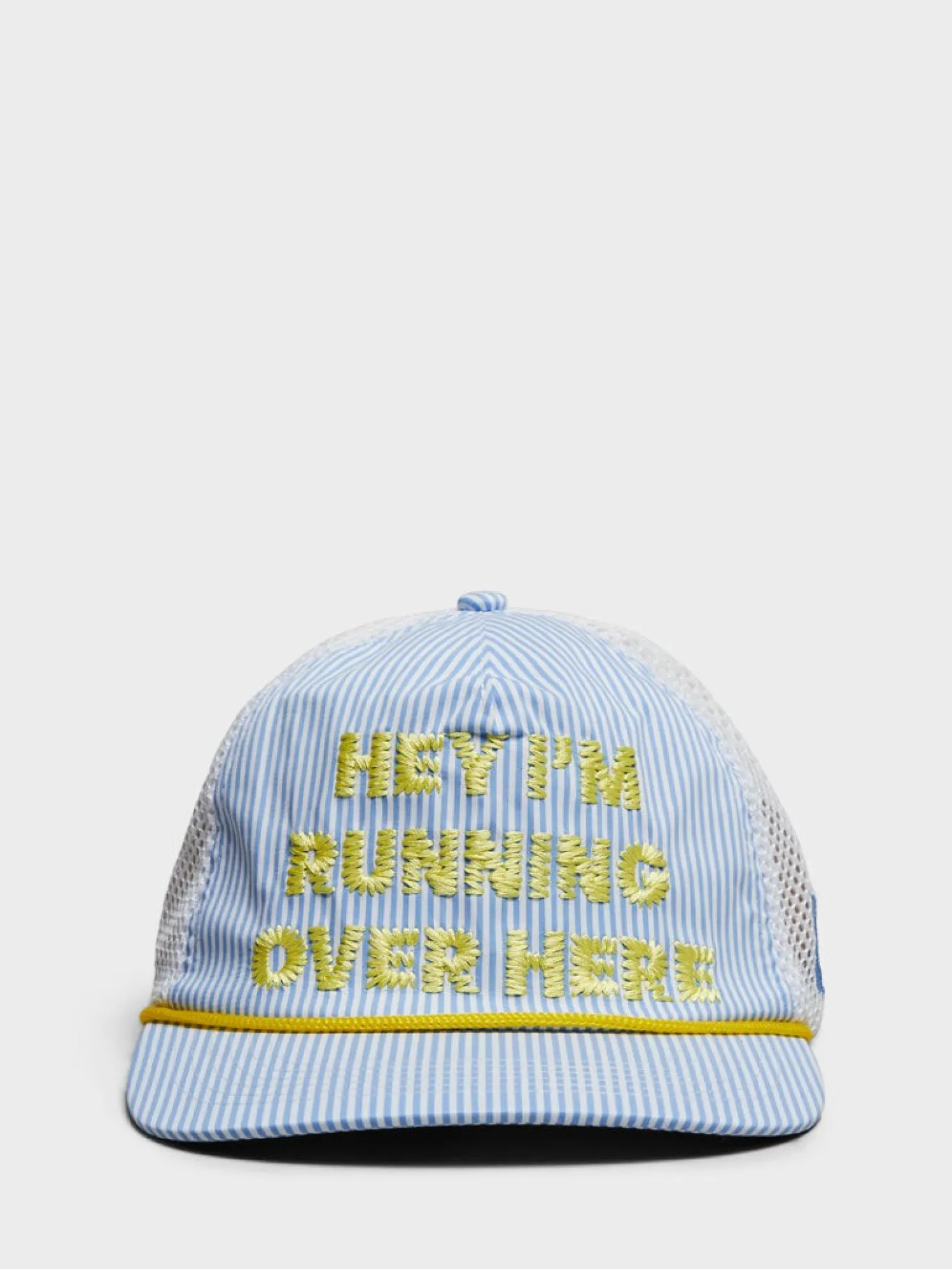 Hey, I'm Running Over Here Trucker Cap i Blå Striber