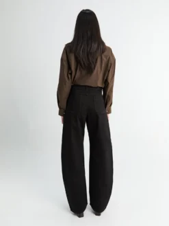 High Waisted Curved Pants i Sort