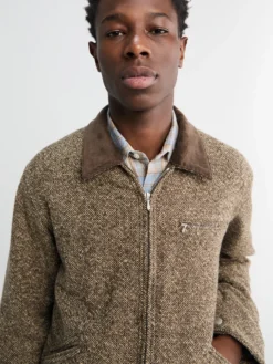 Homespun Tweed Zip Blouson i Brun